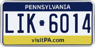 PA license plate LIK6014