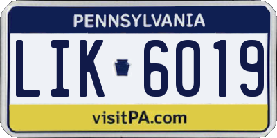PA license plate LIK6019