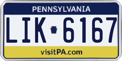 PA license plate LIK6167