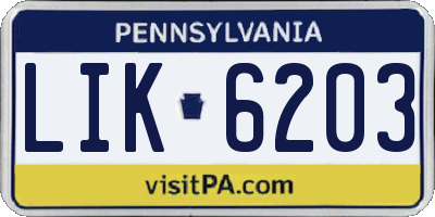 PA license plate LIK6203