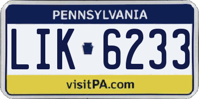 PA license plate LIK6233