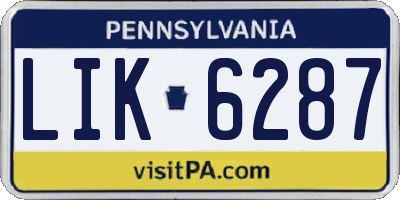 PA license plate LIK6287
