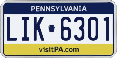 PA license plate LIK6301