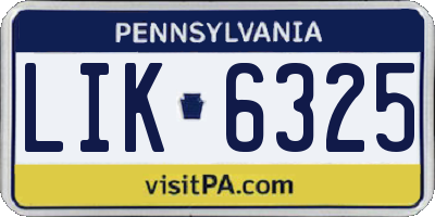 PA license plate LIK6325