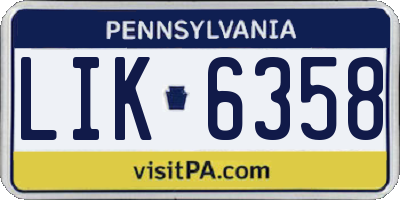 PA license plate LIK6358