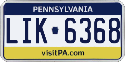 PA license plate LIK6368