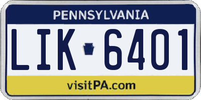 PA license plate LIK6401