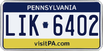 PA license plate LIK6402