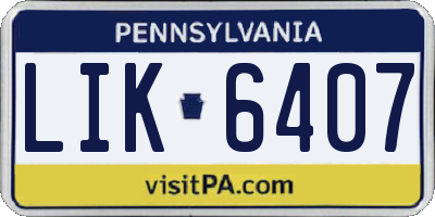 PA license plate LIK6407