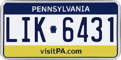 PA license plate LIK6431
