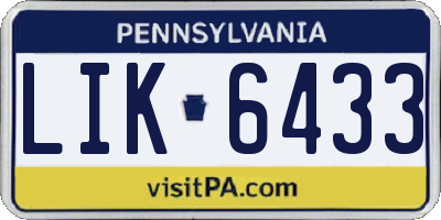 PA license plate LIK6433