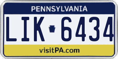 PA license plate LIK6434
