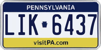 PA license plate LIK6437