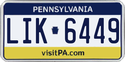 PA license plate LIK6449