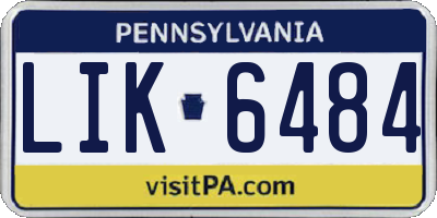 PA license plate LIK6484
