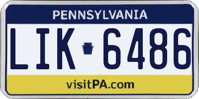 PA license plate LIK6486