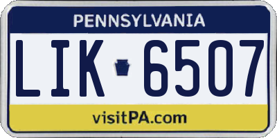 PA license plate LIK6507