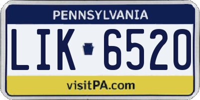 PA license plate LIK6520