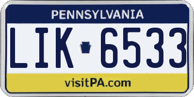 PA license plate LIK6533