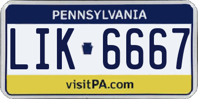 PA license plate LIK6667