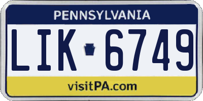 PA license plate LIK6749