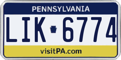 PA license plate LIK6774