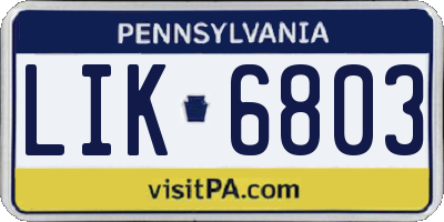 PA license plate LIK6803