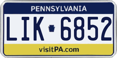 PA license plate LIK6852