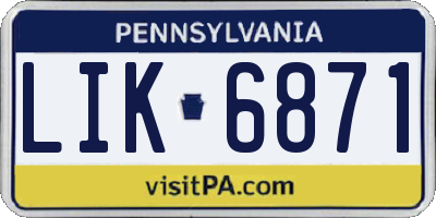 PA license plate LIK6871