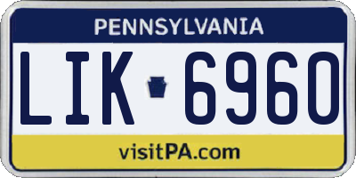 PA license plate LIK6960