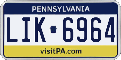 PA license plate LIK6964