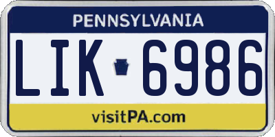 PA license plate LIK6986