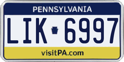 PA license plate LIK6997