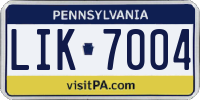 PA license plate LIK7004