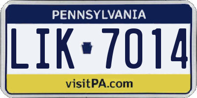 PA license plate LIK7014
