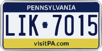 PA license plate LIK7015
