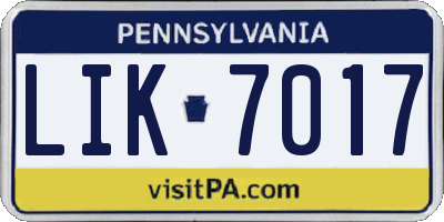 PA license plate LIK7017