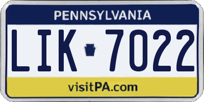 PA license plate LIK7022