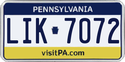 PA license plate LIK7072