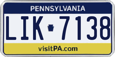 PA license plate LIK7138