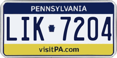 PA license plate LIK7204