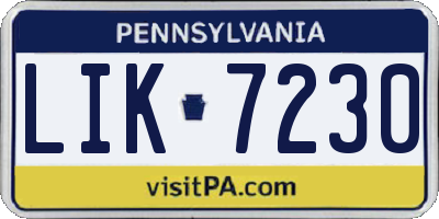 PA license plate LIK7230