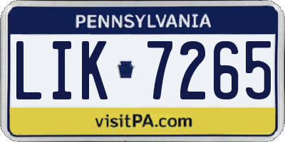 PA license plate LIK7265