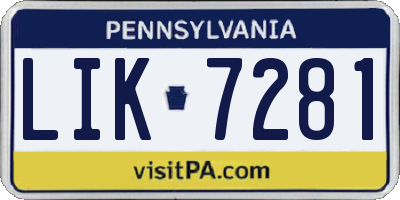 PA license plate LIK7281