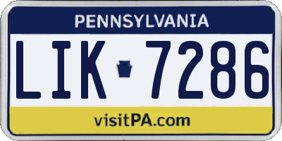 PA license plate LIK7286
