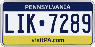 PA license plate LIK7289
