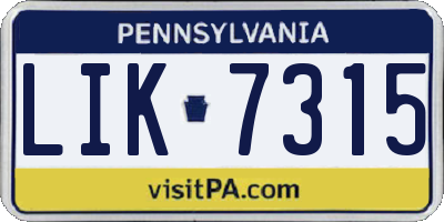 PA license plate LIK7315