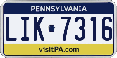 PA license plate LIK7316
