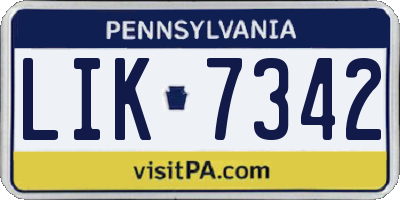 PA license plate LIK7342
