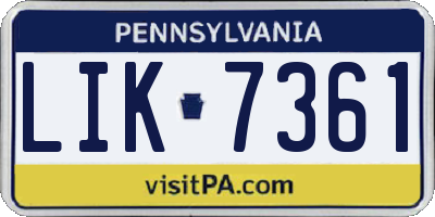 PA license plate LIK7361
